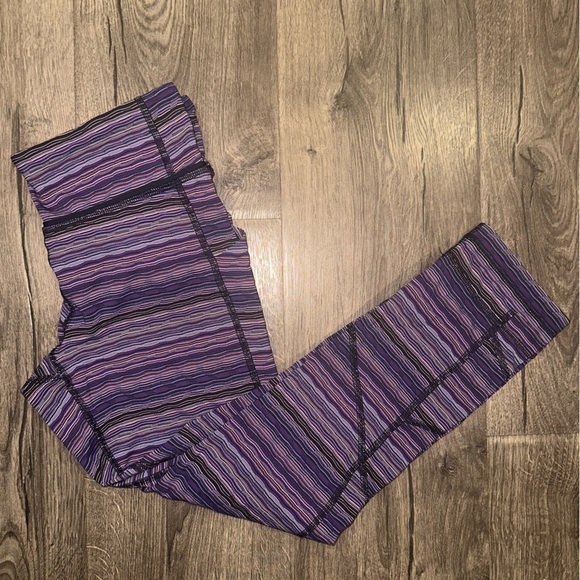 Lululemon Pace Rival Crop Space Dye Twist Leggings 6 Purple Stripe Pockets EUC - Picture 9 of 13